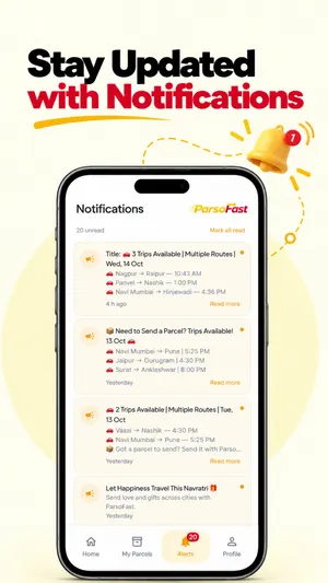 Notifications: new trips available on your routes